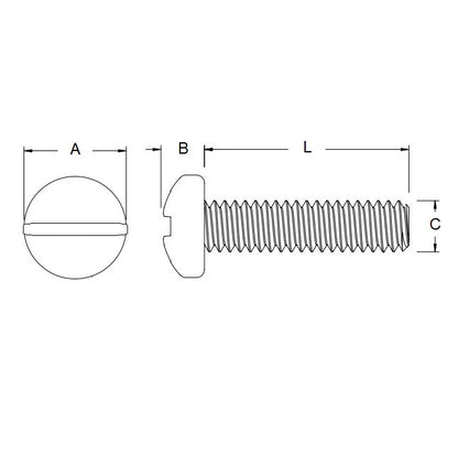 Vite M3 x 6 mm - Acciaio inossidabile 303 - Testa cilindrica a taglio - MBA (confezione da 90)