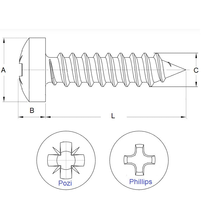 1056423 | SCT0476-013-P-PH-S4 (PK-100) --- Self Tapping Screws - 4.76x12.7 mm - 10 or 3/16 Pan Head - Stainless Steel 304 Similar to A2, 18-8 HRB80 Screw