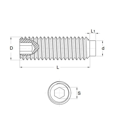 1093041 | SS100M-0200-S4-BT --- Screw - M10x1.5 (10mm Standard) x 20 mm Brass Tipped