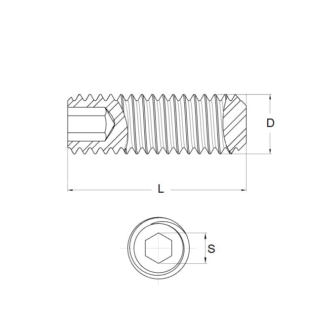 1100388 | SS120M-0450-AS-FT (50 Pcs) --- Flat Tip DIN913 Socket Set Screws - M12 (12x1.75mm) x 45 mm Standard Cup Point