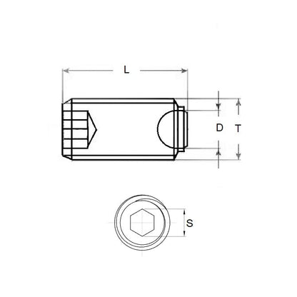 1083290 | SS080M-0250-CS-FB --- Flat Tip Aligning Socket Set Screws - M8 (8x1.25mm) x 25 mm Aligning Flat Tip