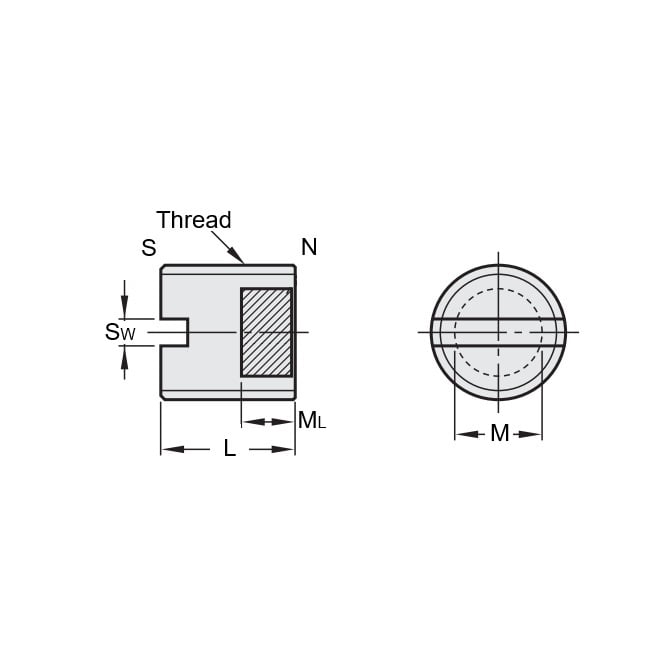 1114843 | SS160M-0200-C-MAG --- Magnetic End Socket Set Screws - M16 (16x2mm) x 20 mm Magnetic Tipped