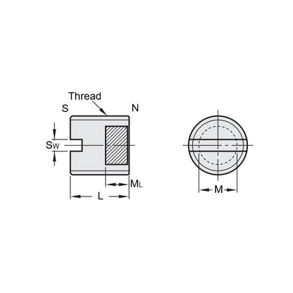 1114843 | SS160M-0200-C-MAG --- Magnetic End Socket Set Screws - M16 (16x2mm) x 20 mm Magnetic Tipped