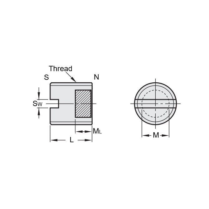 1113224 | SS160M-0140-C-MAG (Each) --- Magnetic End Socket Set Screws - M16 - 16x2mm - 14 mm - Magnetic Tipped - Carbon Steel Screw