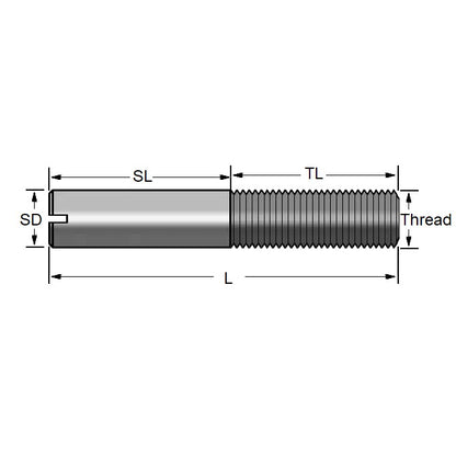 1080891 | SS080M-0200-ASP (PK-5) --- Partial Thread Slotted Set Screws - M8 - 8x1.25mm - 20 mm  - Steel Alloy, Rockwell B75 Screw