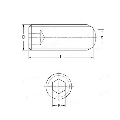 Set di viti senza testa a bussola 1/4-20 UNC x 9,5 in acciaio al carbonio temprato - punta ovale - MBA (confezione da 100)