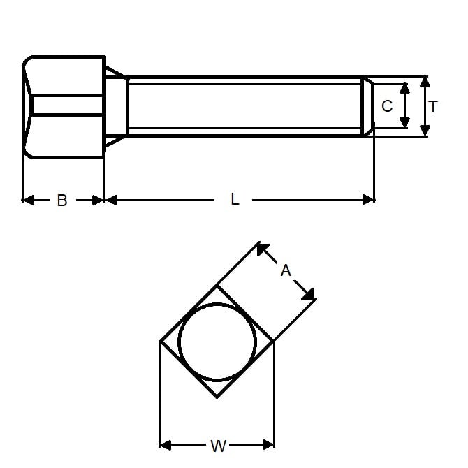 1104500 | SC127C-064-SQ-C-CP --- Screw - 1/2-13 UNC (12.7mm) x 63.5 mm x 12.7 mm