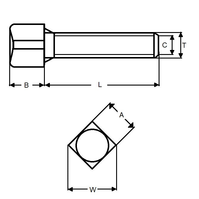 Vite 5/8-11 UNC x 63,5 mm - Set di punte a tazza a testa quadrata - MBA (confezione da 1)