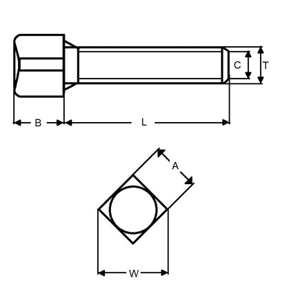 Vite 5/8-11 UNC x 63,5 mm - Set di punte a tazza a testa quadrata - MBA (confezione da 1)