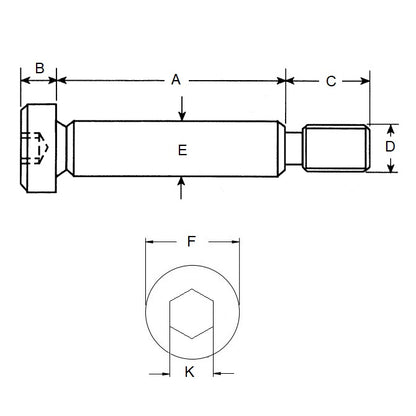 1101459 | SHLD127-016-SKT-J-C (Each) --- Shoulder Screws - 12.7x15.875 mm - 3/8-16 UNC Jig and Fixture - Steel 4140L Heat Treated Screw