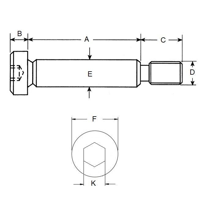 1056871 | SHLD048-025-SKT-P-S3 (PK-50) --- Shoulder Screws - 4.762x25.44 mm - 8-32 UNC Socket Head - Stainless Steel 303/304 Similar to A2, 18-8 HRB80 Screw