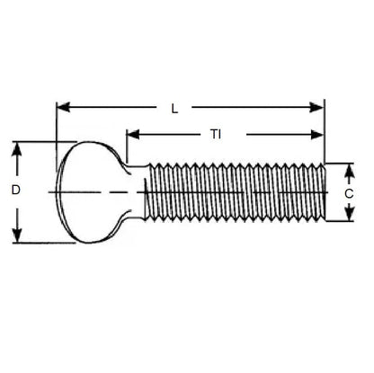 Vite a testa zigrinata 1/2-13 UNC x 63,50 mm Ferro malleabile - Testa a chiave piatta - MBA (confezione da 1)