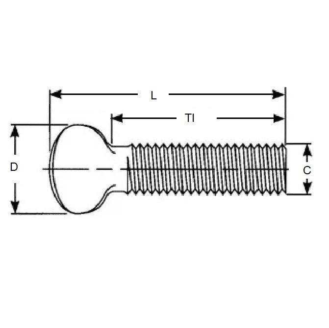 Vis à oreilles 3/16-24 BSW x 12,70 mm Acier - Tête de clé plate - MBA (Pack de 100)