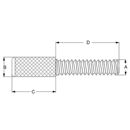 1059492 | THS048F-025-K-3-P (Each) --- Thumb Screws - 10-32 UNF - 4.76mm - 25.4x38.1 mm Knurled - Stainless Steel 303/304 Similar to A2, 18-8 HRB80 Screw