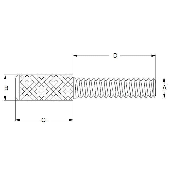 1072730 | THS064C-025-K-3-P (Each) --- Thumb Screws - 1/4-20 UNC - 6.35mm - 25.4x38.1 mm Knurled - Stainless Steel 303/304 Similar to A2, 18-8 HRB80 Screw