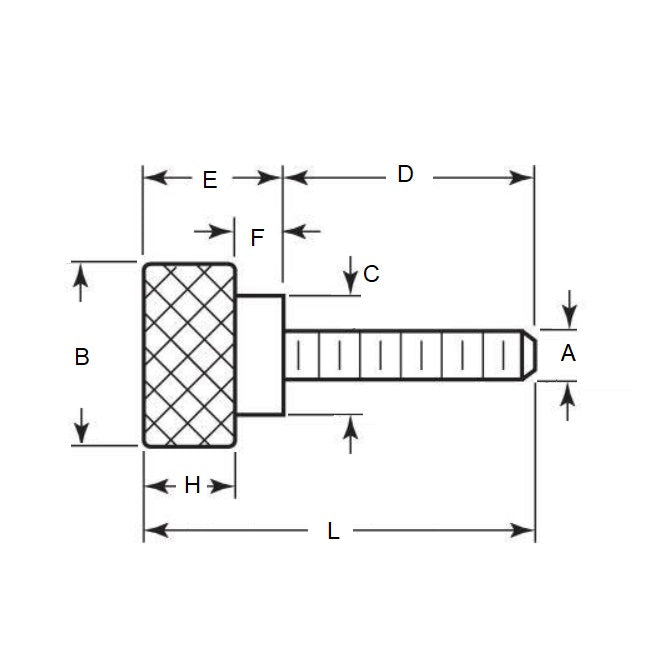 1056805 | THS042C-021-K-3-SHL --- Thumb Screws - 8-32 UNC (4.17mm) x 12.7 mm x 20.64 mm