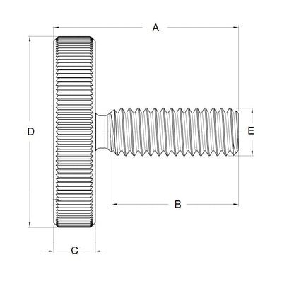 Vis à oreilles 8-32 UNC x 20,64 mm en acier inoxydable 303 - Tête fine moletée - MBA (Pack de 1)