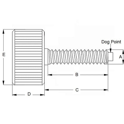 Vis à oreilles 3/8-16 UNC x 69,85 mm Acier - Dog Point - MBA (Pack de 1)