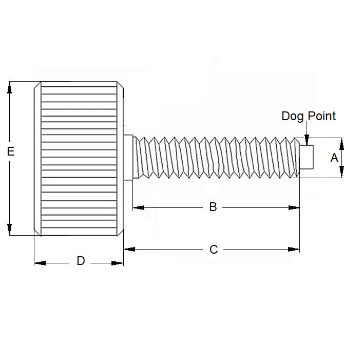 1056767 | THS048C-019-K-CS-DP (Each) --- Thumb Screws - 10-24 UNC - 4.76mm - 19.05 - - Dog Point - Steel Screw