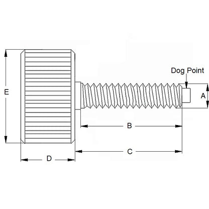 1056767 | THS048C-019-K-CS-DP (Each) --- Thumb Screws - 10-24 UNC - 4.76mm - 19.05 - - Dog Point - Steel Screw