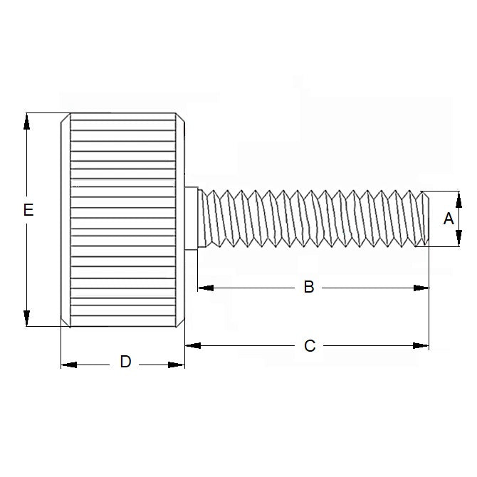1057765 | THS048C-038-K-CS-FT (Each) --- Thumb Screws - 10-24 UNC - 4.76mm - 38.1 - - Flat Tip - Stainless Steel 303/304 Similar to A2, 18-8 HRB80 Screw