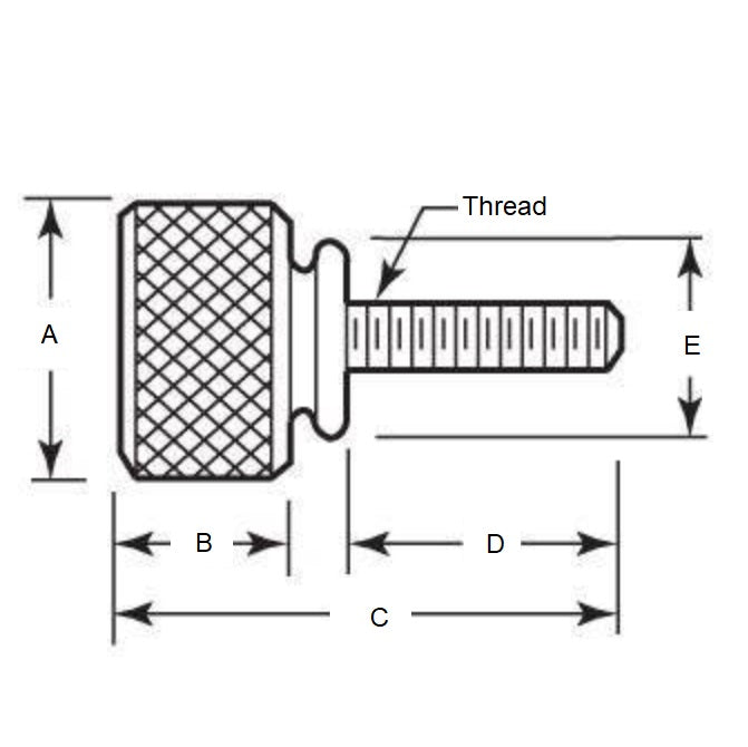 1072056 | THS064C-019-K-BZ-WF (Each) --- Thumb Screws - 1/4-20 UNC - 6.35mm - 19.05x28.58 mm Knurled - Brass Screw