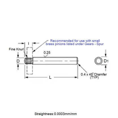 1039004 | SHPIN01.5X50 --- Pinion Shafts - 1.5 mm x 1.55 mm x 5 mm