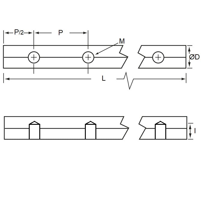 1136572 | 0R-0254-1829-DT-S440-T30 --- Pre Drilled and Tapped Shafting - 25.4 mm x 152.4 mm