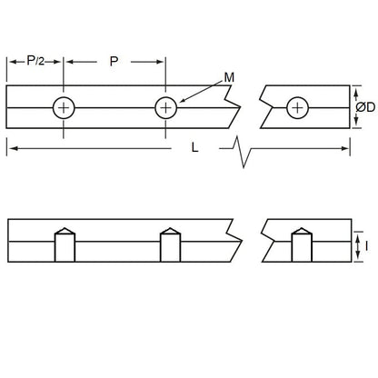 1136572 | 0R-0254-1829-DT-S440-T30 --- Pre Drilled and Tapped Shafting - 25.4 mm x 152.4 mm