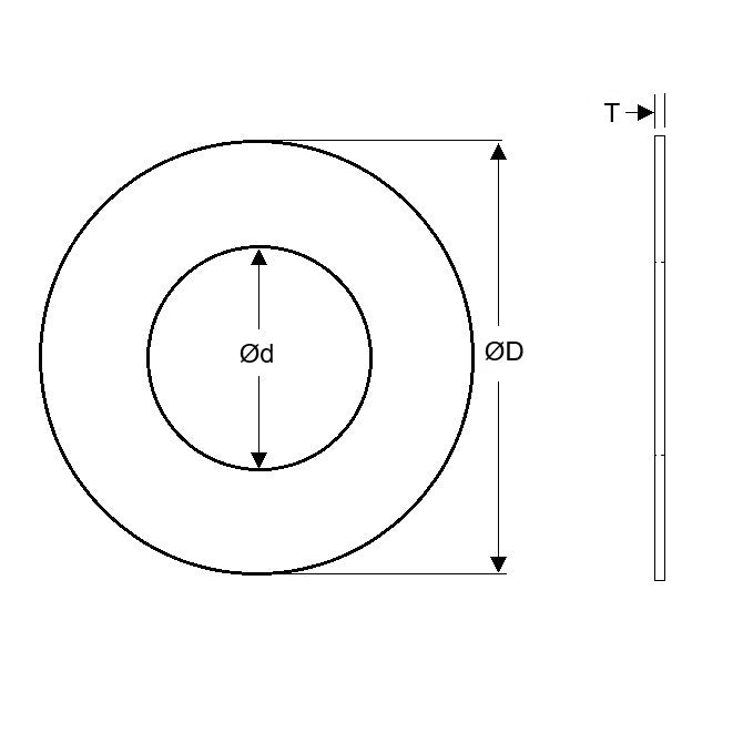 1200424 | W1400-FP-170-0030-CL (Each) --- Flat Washers - 140x170x0.3 mm Precision Shim - Carbon Spring Steel Self Finish Washer