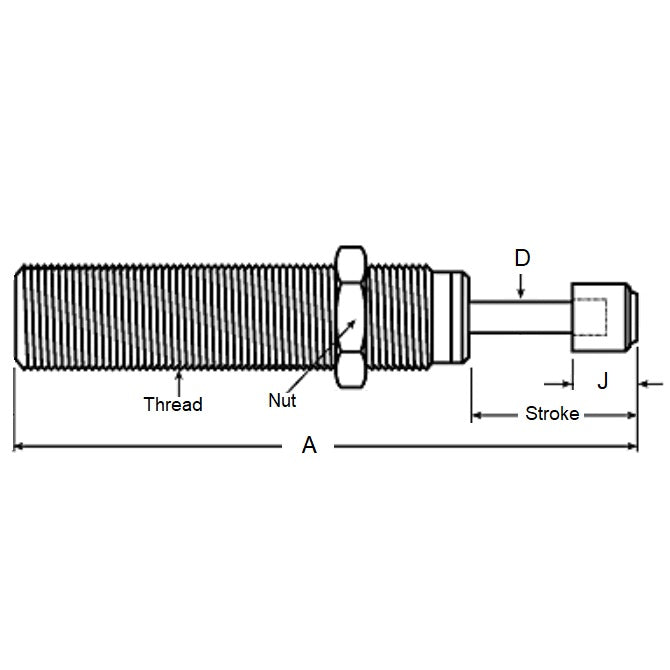 1130190 | ACE115RS --- Full Threaded Shock Absorbers - 23.11 mm x  1.1/4-12 UNF (31.75mm) x 138.18 mm