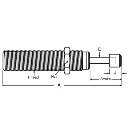 1130190 | ACE115RS --- Full Threaded Shock Absorbers - 23.11 mm x  1.1/4-12 UNF (31.75mm) x 138.18 mm