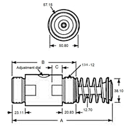 1135663 | ED5RS (Each) --- Low Profile Hydraulic Shock Absorbers - 25.4x92.2x144.53 mm Adjustable