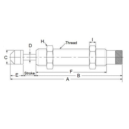 1132270 | AD-2025 --- Hydraulic Shock Absorbers - 25 mm x  M20 Extra Fine (20x1.5mm) x 157.8 mm