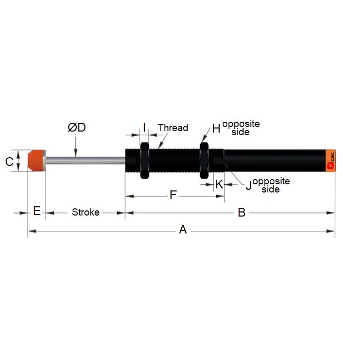 1134664 | AC-2525-3 --- Shock - 25 mm x  M25x1.5 x 155.5 mm