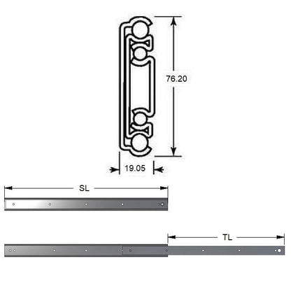 Guida per cassetti 914,4 x 914,4 x 76,20 - Extra resistente - MBA (confezione da 1)