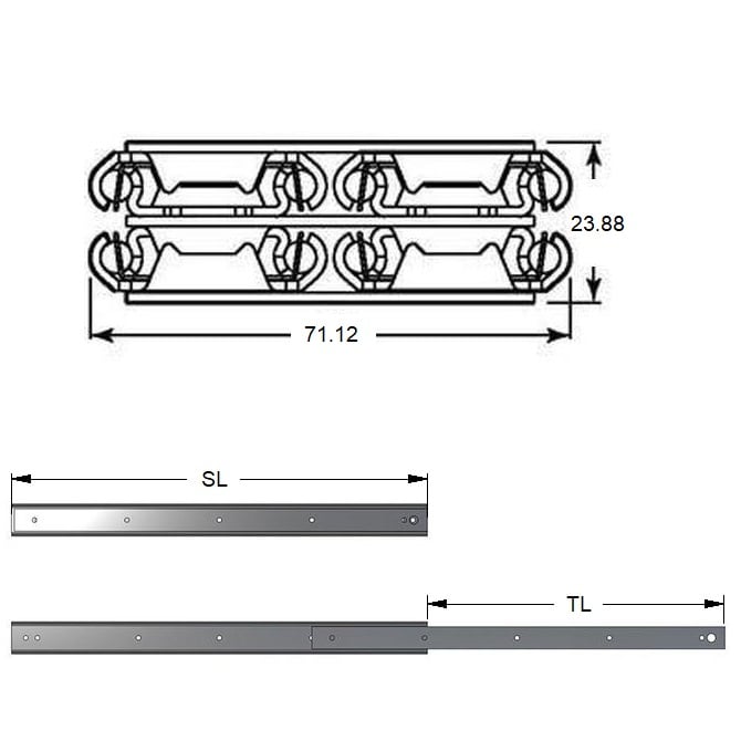 Guida per cassetto 660,4 x 674,62 x 199,580 - Acciaio inossidabile senza disconnessione Heavy Duty Full Ext - MBA (confezione da 1)