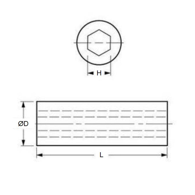 1102179 | SLH-1270-2223-06985-H (Each) --- Hex Hole Sleeves - 12.7x22.225x69.85 mm - Pre-Hardened Steel Sleeve