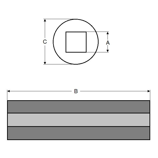 1121629 | SLQ-1905-2896-10160 --- Square Hole Sleeves - 19.05 mm x 28.956 mm x 101.6 mm