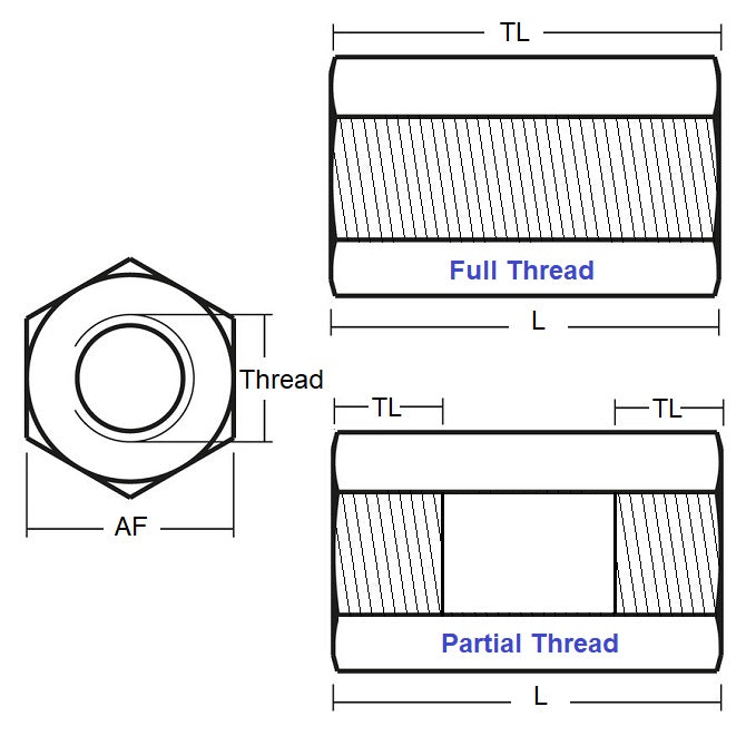 1047928 | SHX-T-0300-35-006-S3 (5 Pcs) --- Spacers - M3x0.5 (3mm Standard) x 35 mm x 5.5 mm