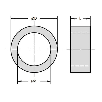 Entretoise ronde 4,88 x 7,938 x 19,05 mm - Laiton traversant - MBA (Paquet de 96)