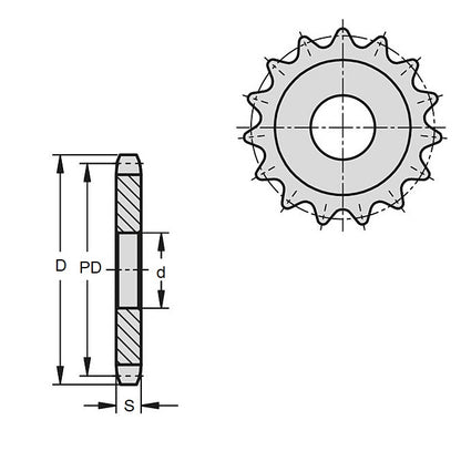 1104832 | SP1-127-078P-013-PB-C (PK-3) --- Roller Chain Sprockets - 13 tooth - 52.58 mm - None Simplex - Steel Sprocket