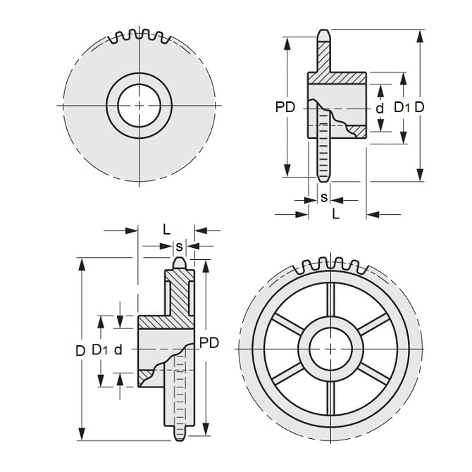 1160303 | SP1-031-015B-048-095-AB --- Sprockets - 48 Teeth x 47.61 mm x 12.7 mm