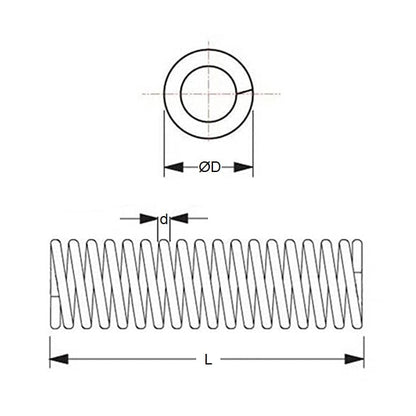 Molla di compressione 3,05 x 19,1 x 0,36 mm - Acciaio - MBA (confezione da 1)