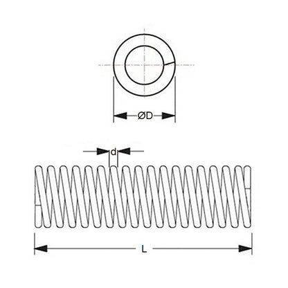 Molla di compressione 9,53 x 19,1 x 0,8 mm - Acciaio - MBA (confezione da 1)