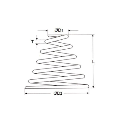 Molla di compressione 21,8 x 46,1 x 13,9 mm - Filo armonico in acciaio per molle coniche - MBA (confezione da 1)