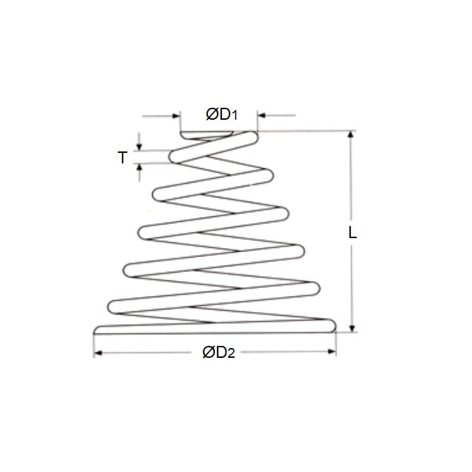 Molla di compressione 9,5 x 22,2 x 5,6 mm - Filo armonico in acciaio per molle coniche - MBA (confezione da 1)