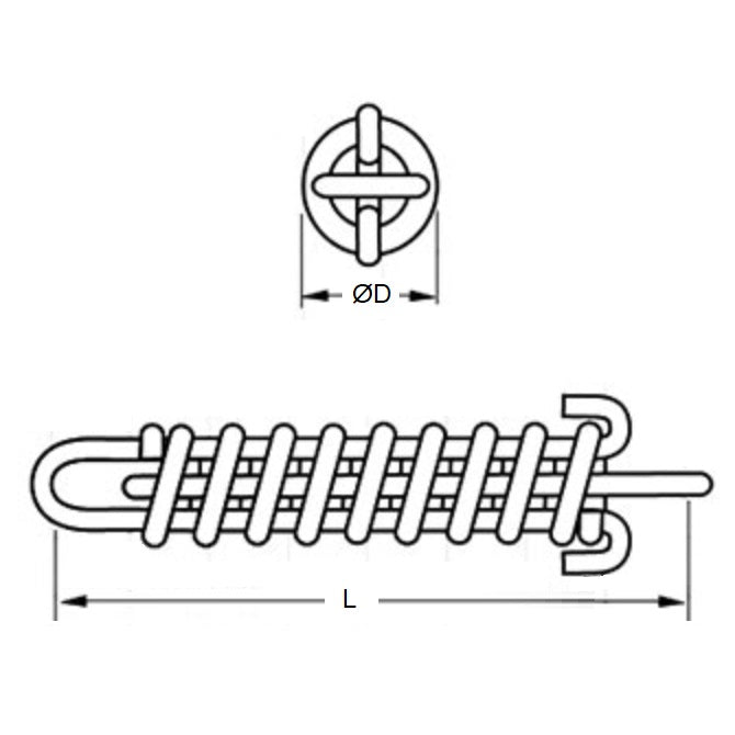 1218538 | DBS-571-340-M (Each) --- Drawbar Springs - 288 kg.cm - 60.9 mm - 272 kg Zinc Plated - Spring Steel