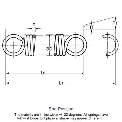 1135827 | ES-2540-2032-27-M (Each) --- Extension Springs - 25.4x203.2x2.67 mm Stainless Steel - Hard Drawn - Black Oxide Spring