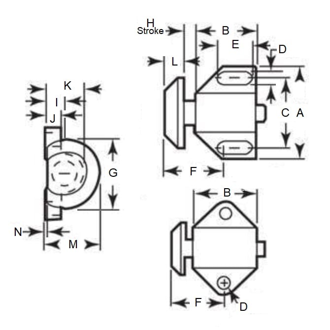 Fermamolla a molla 6,35 x 38,1 x 25,4 - Bottone piatto - MBA (confezione da 1)